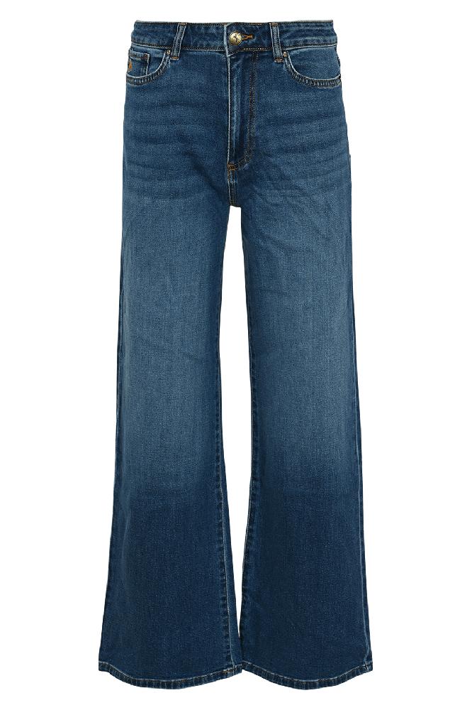 5 pocket regular waist wide leg jeans