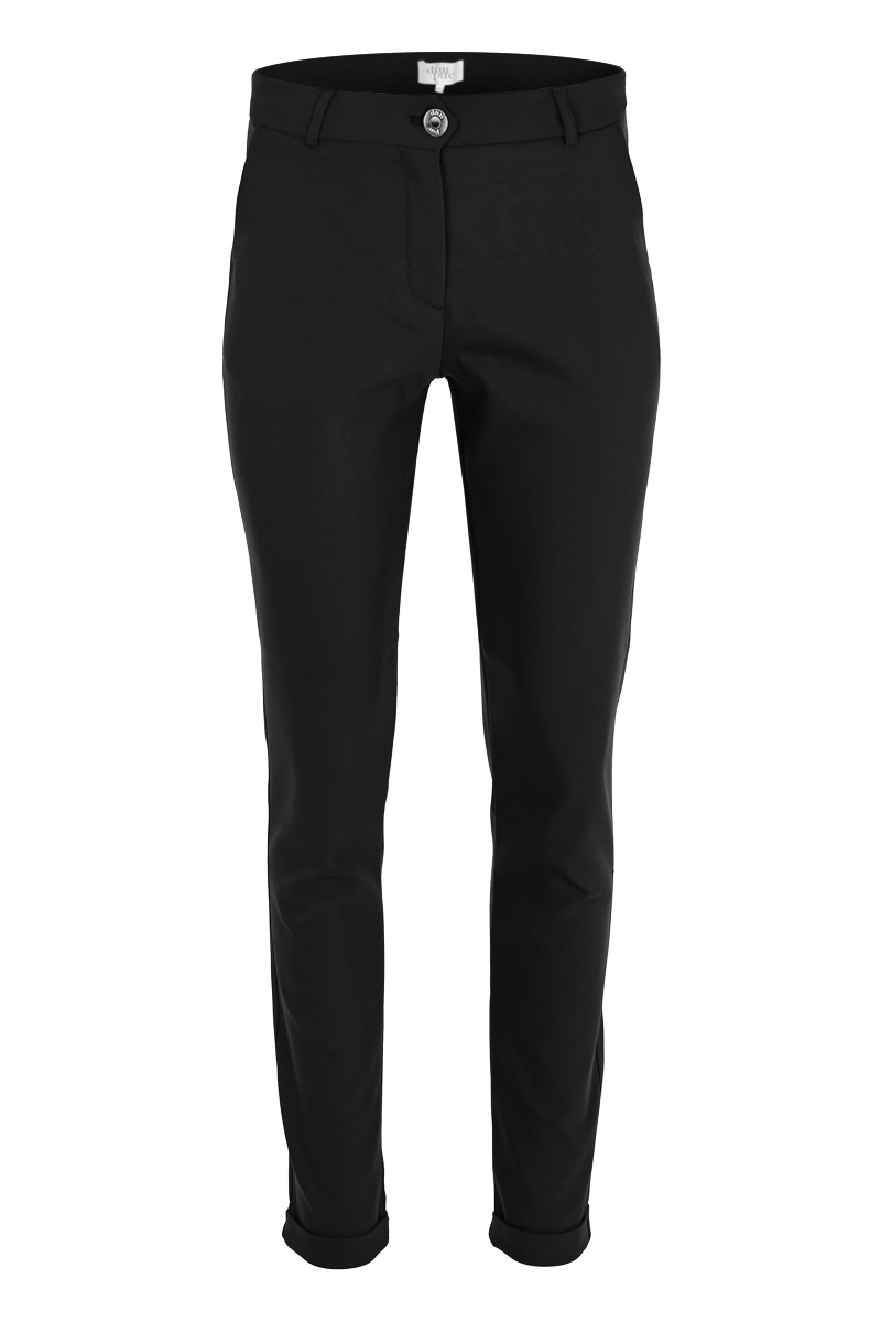 Poly/cot/ly china basic pant met omslag.