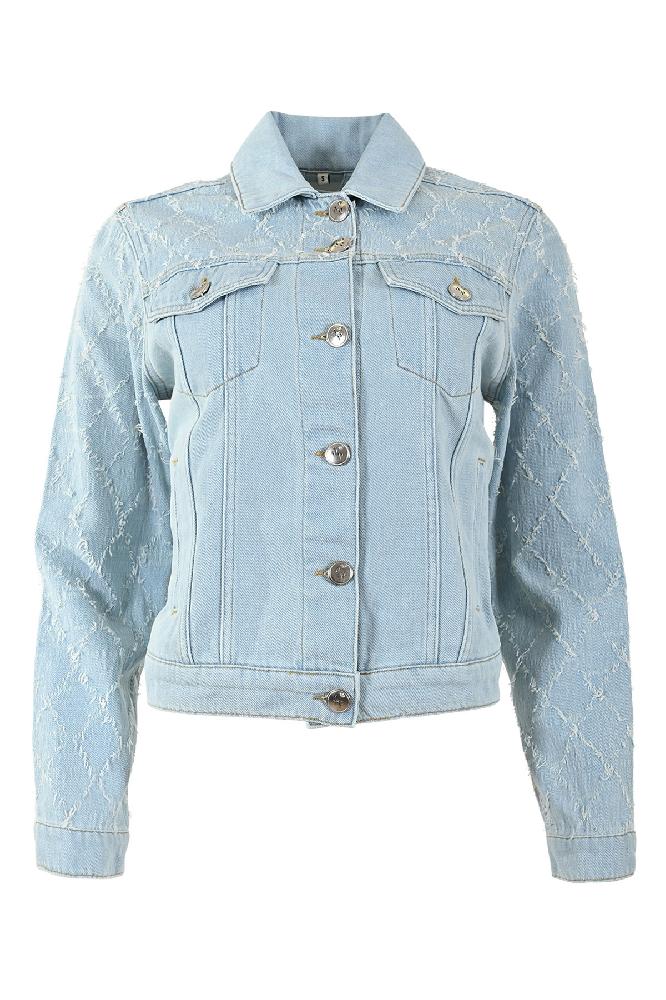 Veste en jean avec manches Ã  carreaux